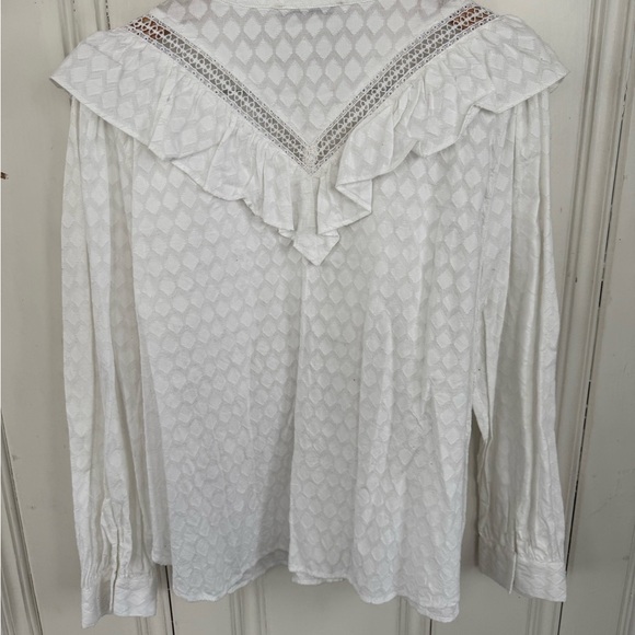 LOFT Ivory Textured Ruffle Blouse - Picture 7 of 7